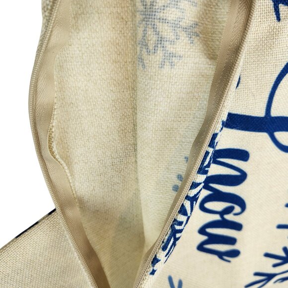 Winter Throw Pillow Covers "Let It Snow" Blue & White Handmade Zipper 20"X12" - Picture 5 of 7